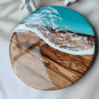 Olive Wood Resin Sea Waves Coasters thumbnail