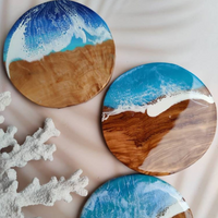 Olive Wood Resin Sea Waves Coasters thumbnail