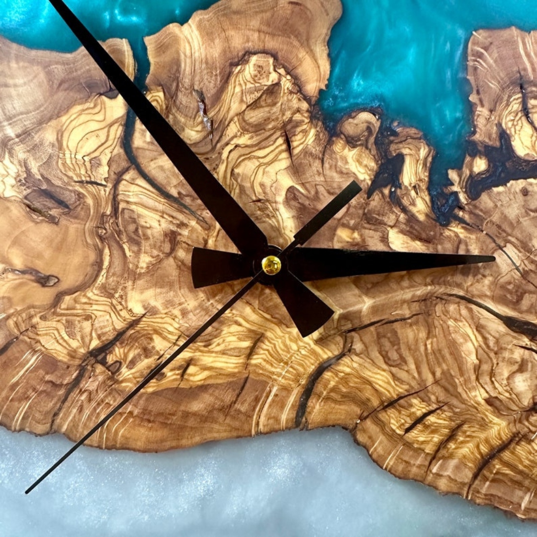 Epoxy Olive Wood Wall Clock
