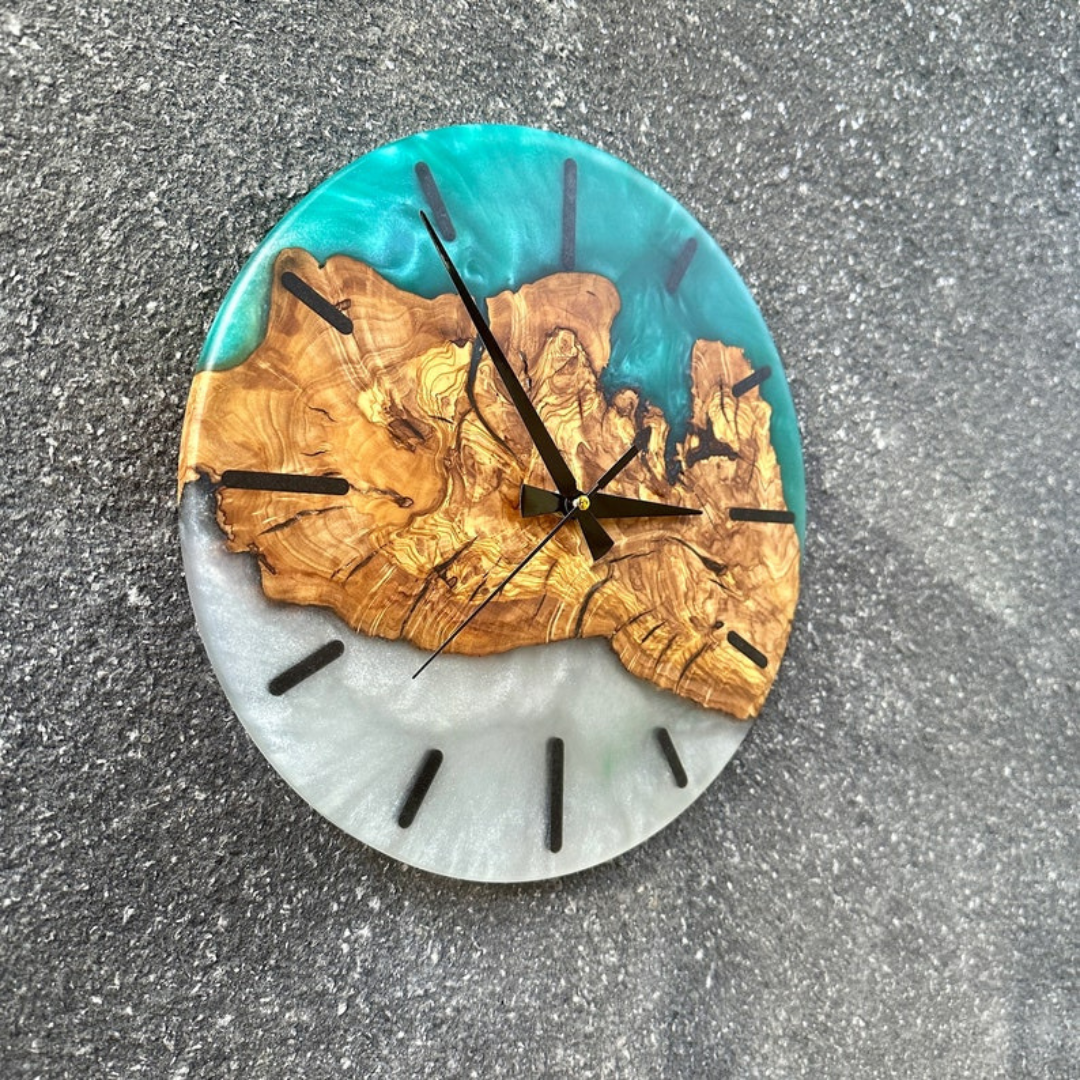 Epoxy Olive Wood Wall Clock