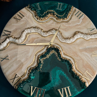 Green Resin Geode Wall Clock thumbnail