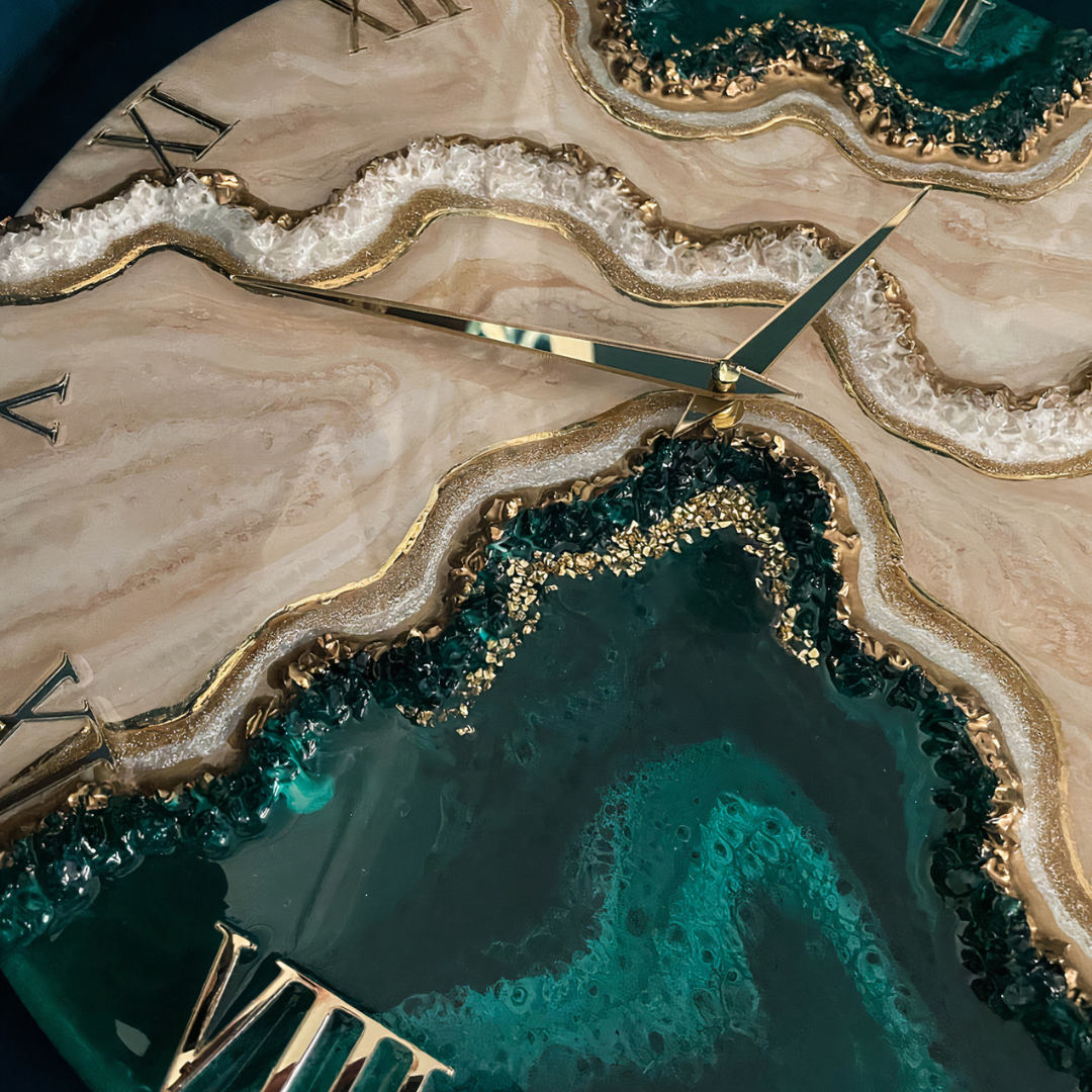 Green Resin Geode Wall Clock