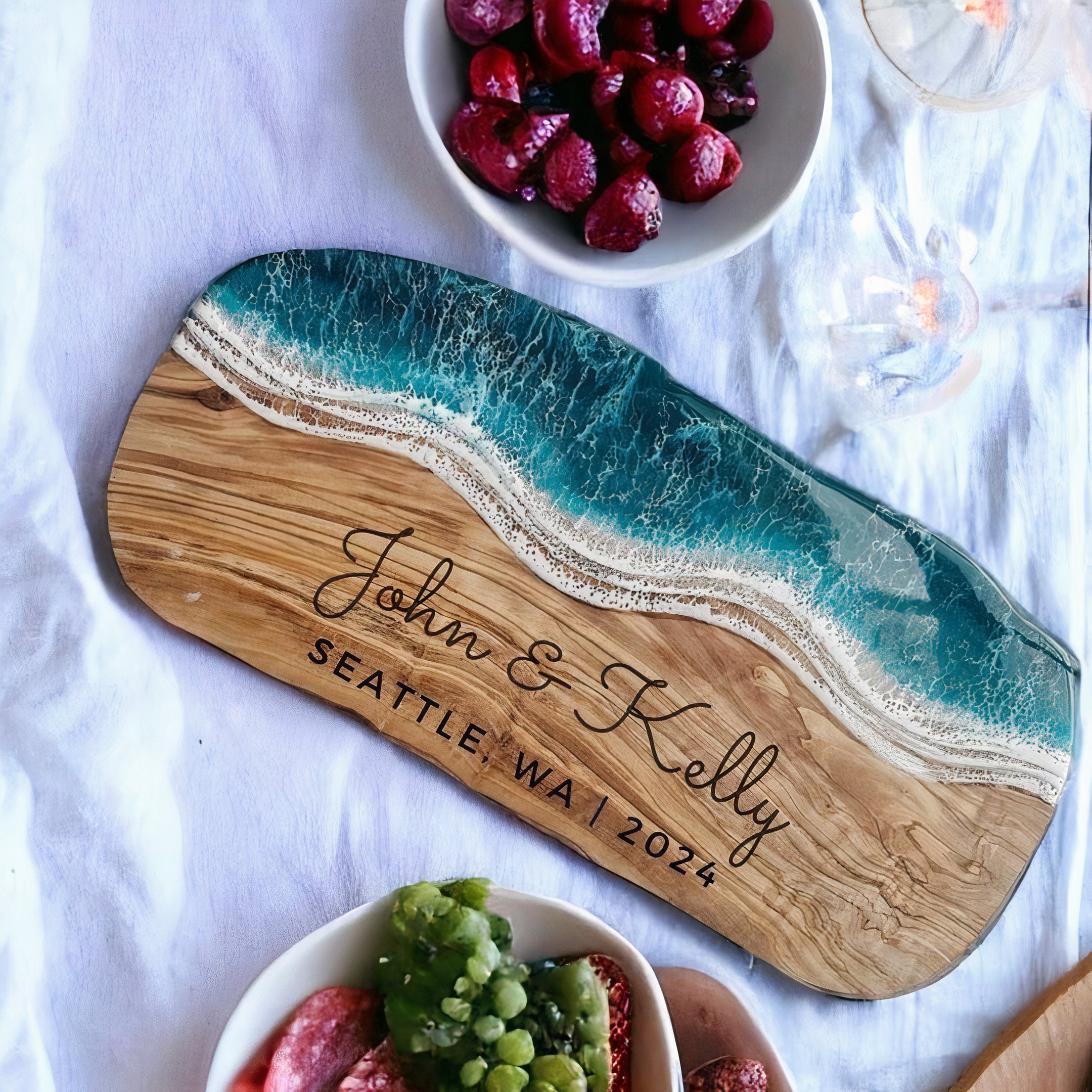 Personalized Resin Olive Wood Serving Board