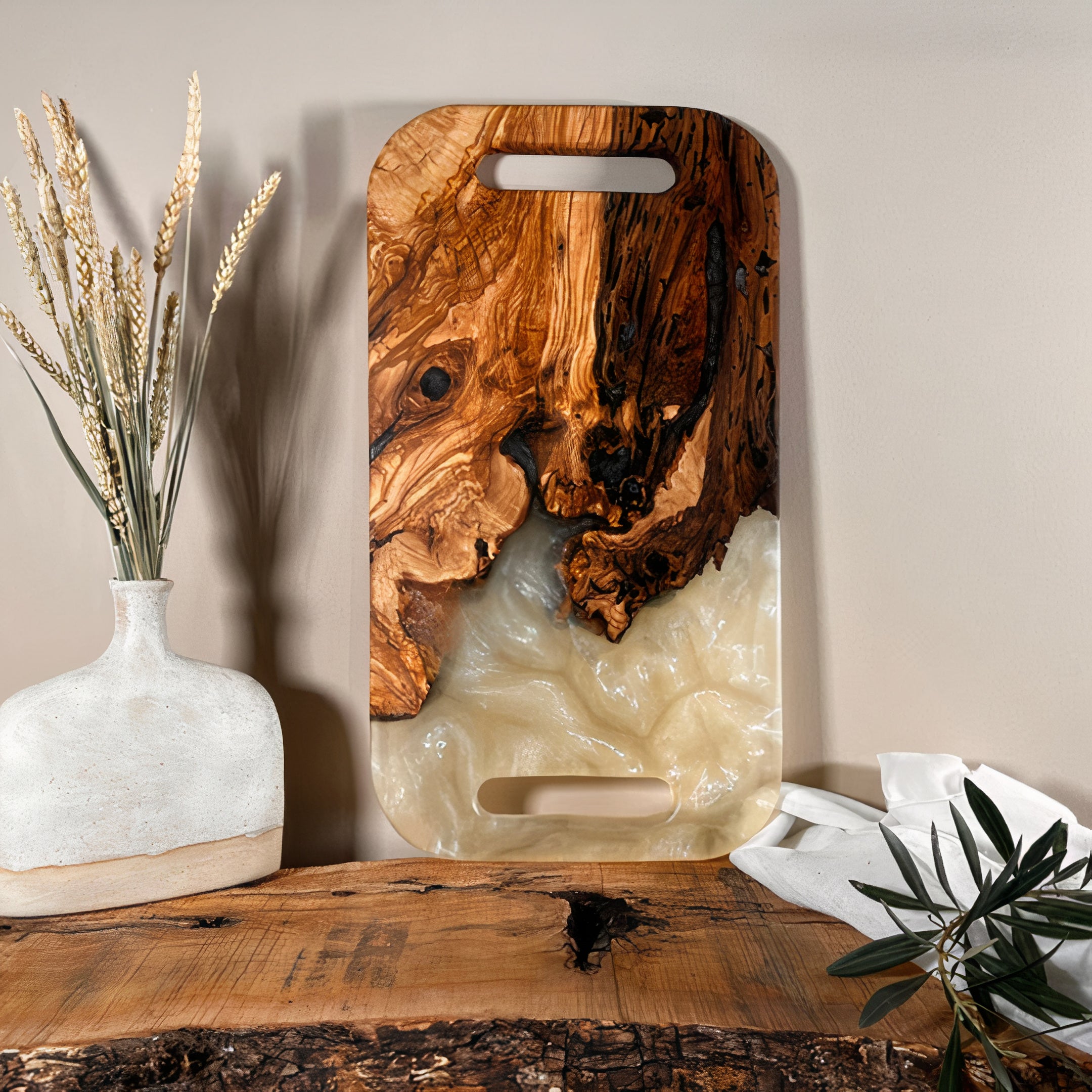 Epoxy resin and olive wood Charcuterie tray