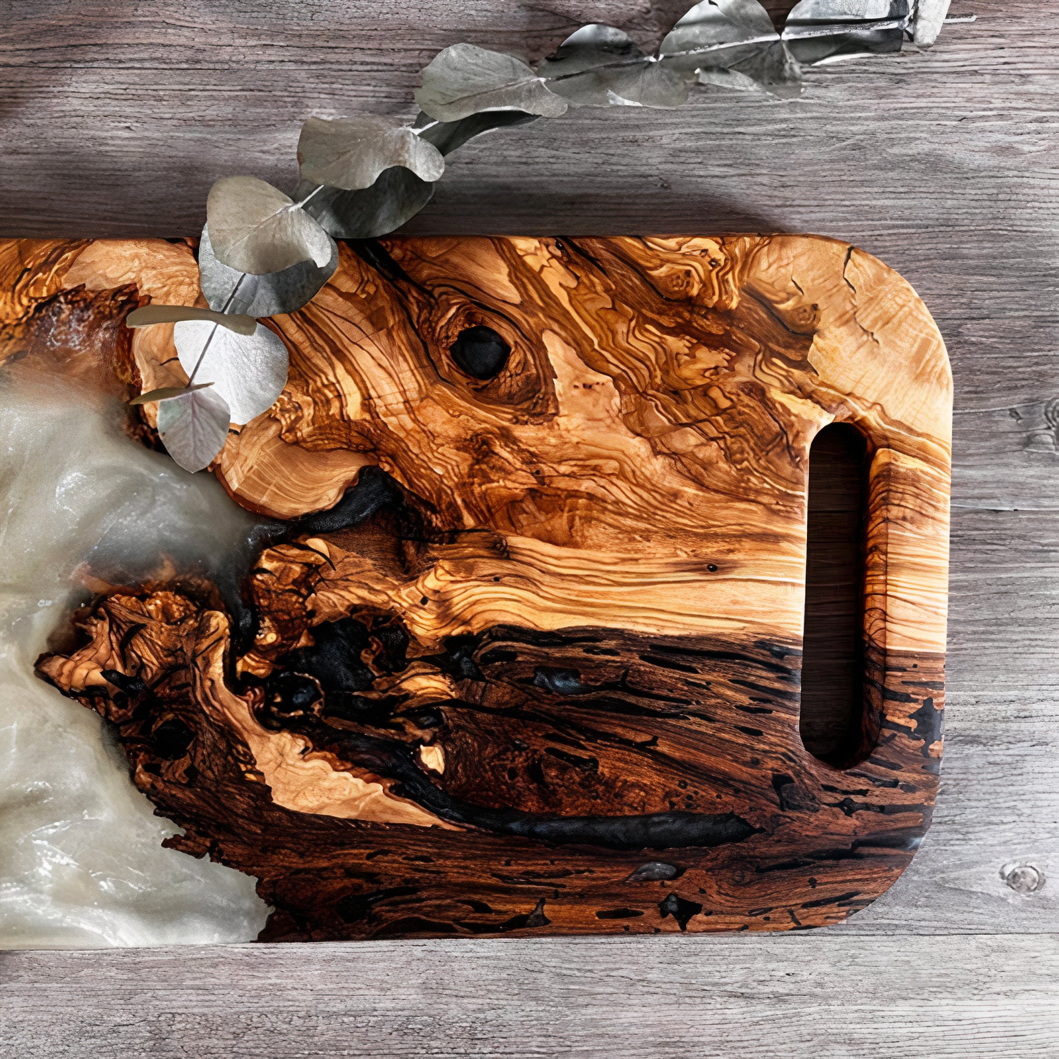 Epoxy resin and olive wood Charcuterie tray