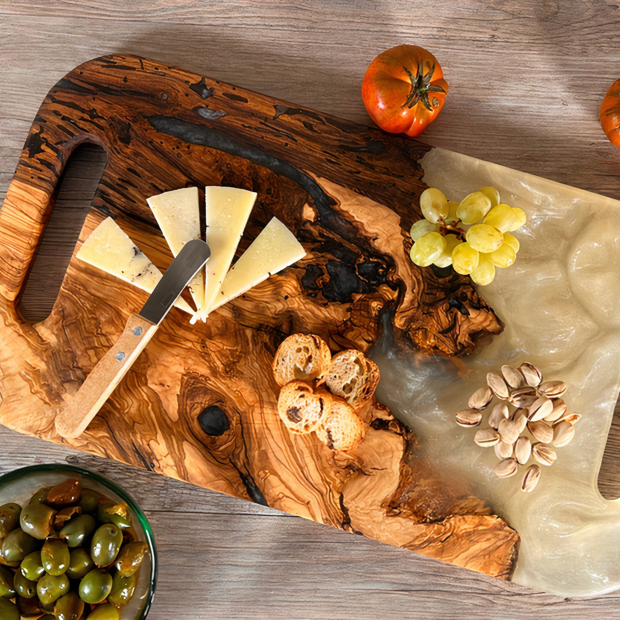 Epoxy resin and olive wood Charcuterie tray
