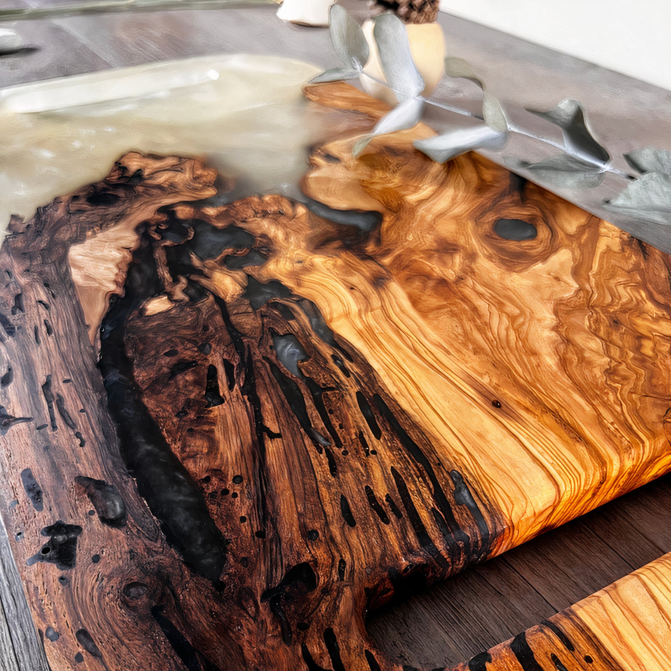Epoxy resin and olive wood Charcuterie tray