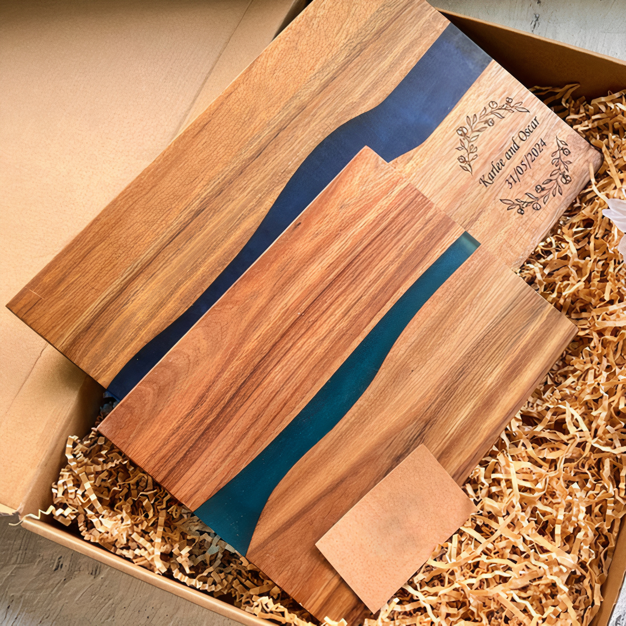 Engraved Wood Resin River Cheese Board
