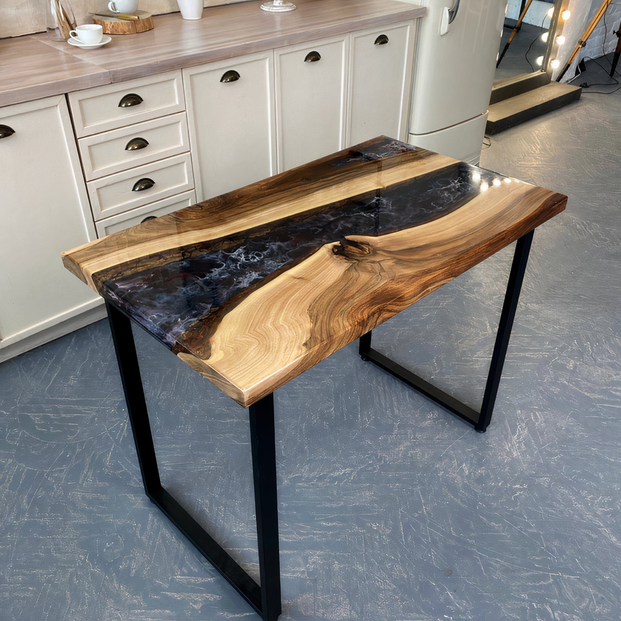 Live Edge River Resin Dining Table