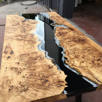 Custom Black and White River Epoxy Table thumbnail