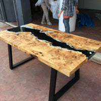 Custom Black and White River Epoxy Table thumbnail