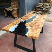 Custom Black and White River Epoxy Table thumbnail