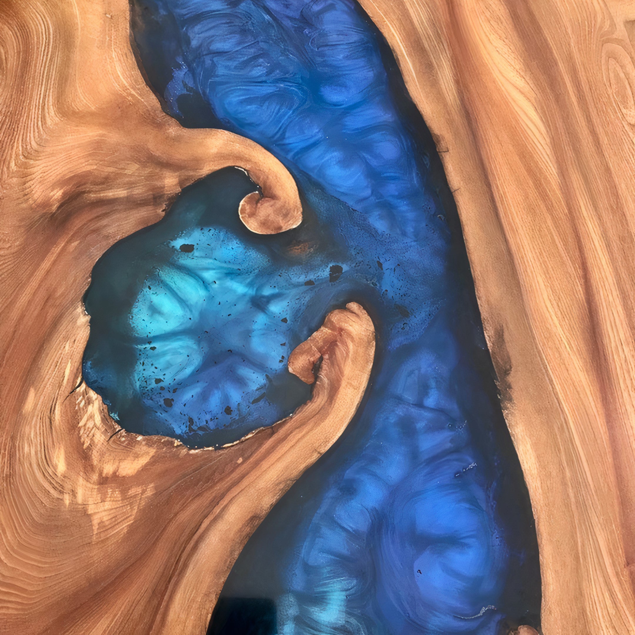 River Dining Table in Elm & Resin Live Edge