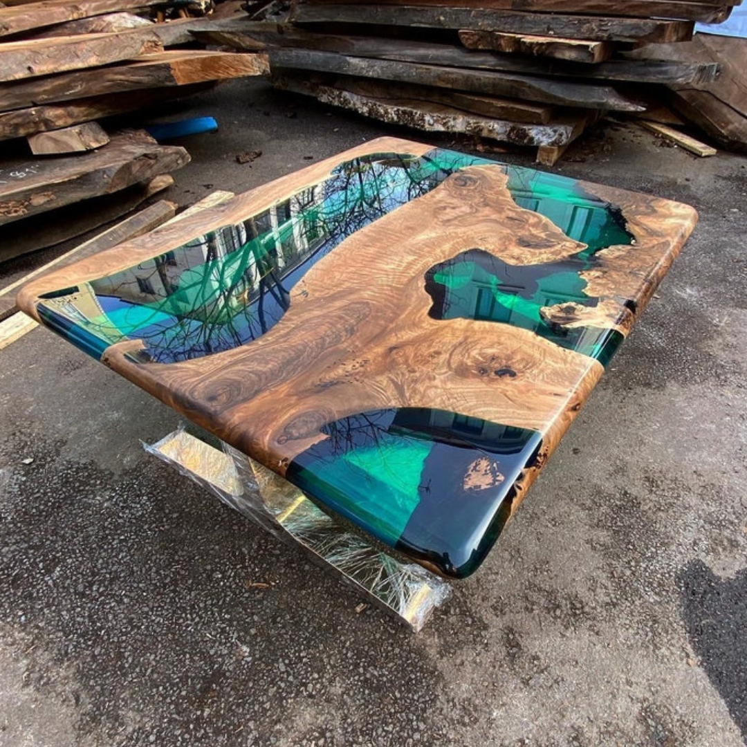Emerald Green Epoxy Dining Table