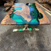 Emerald Green Epoxy Dining Table thumbnail