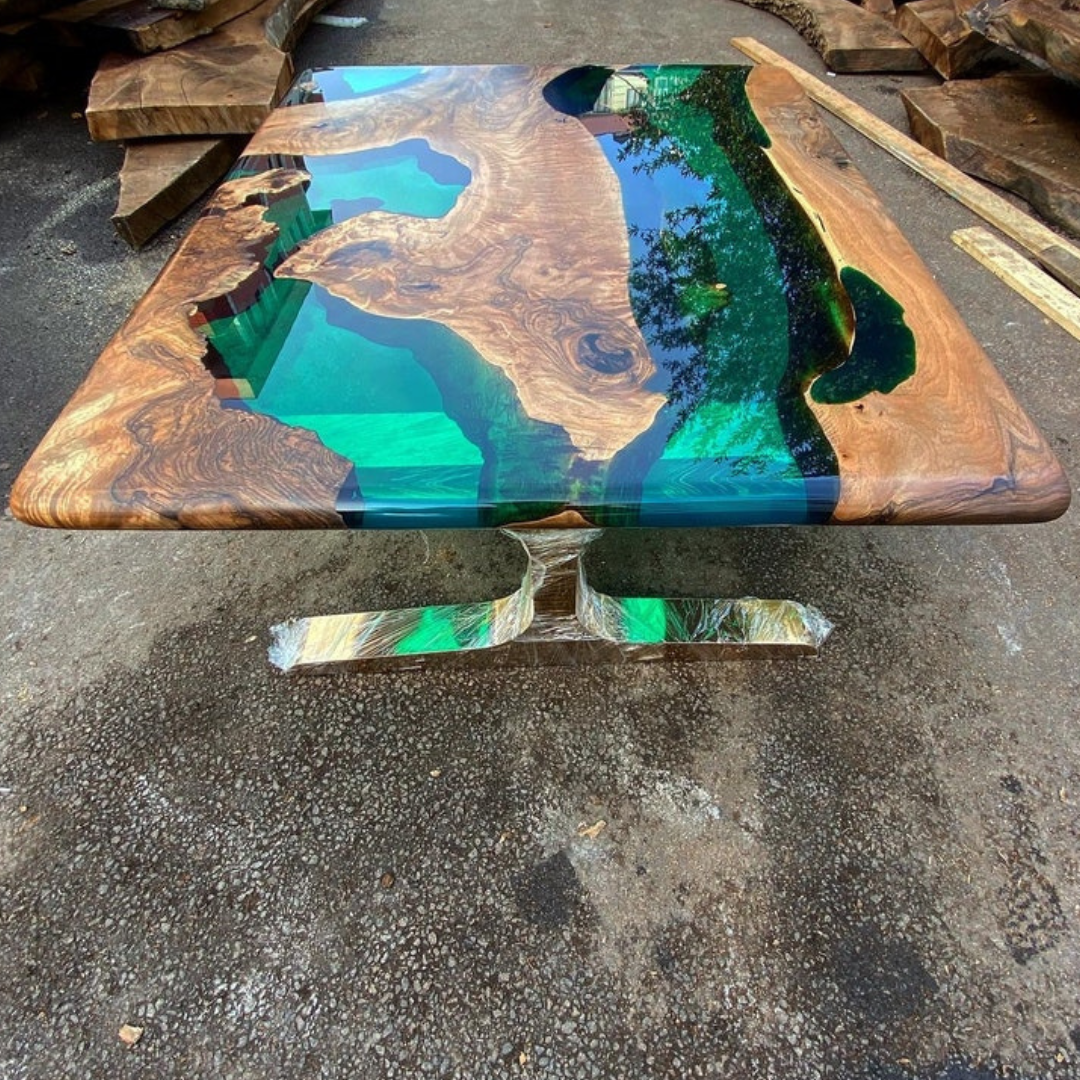 Emerald Green Epoxy Dining Table