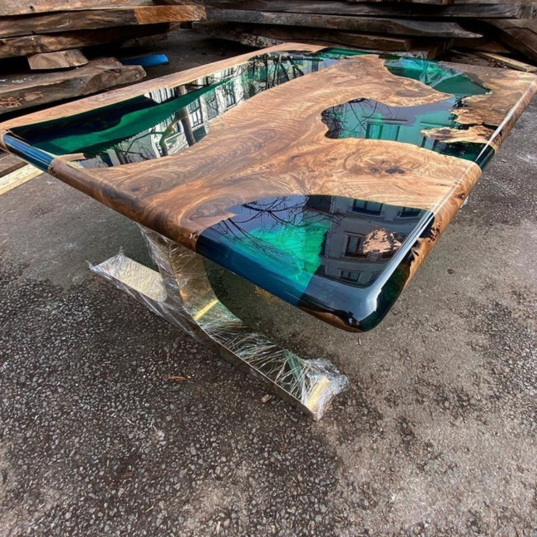 Emerald Green Epoxy Dining Table