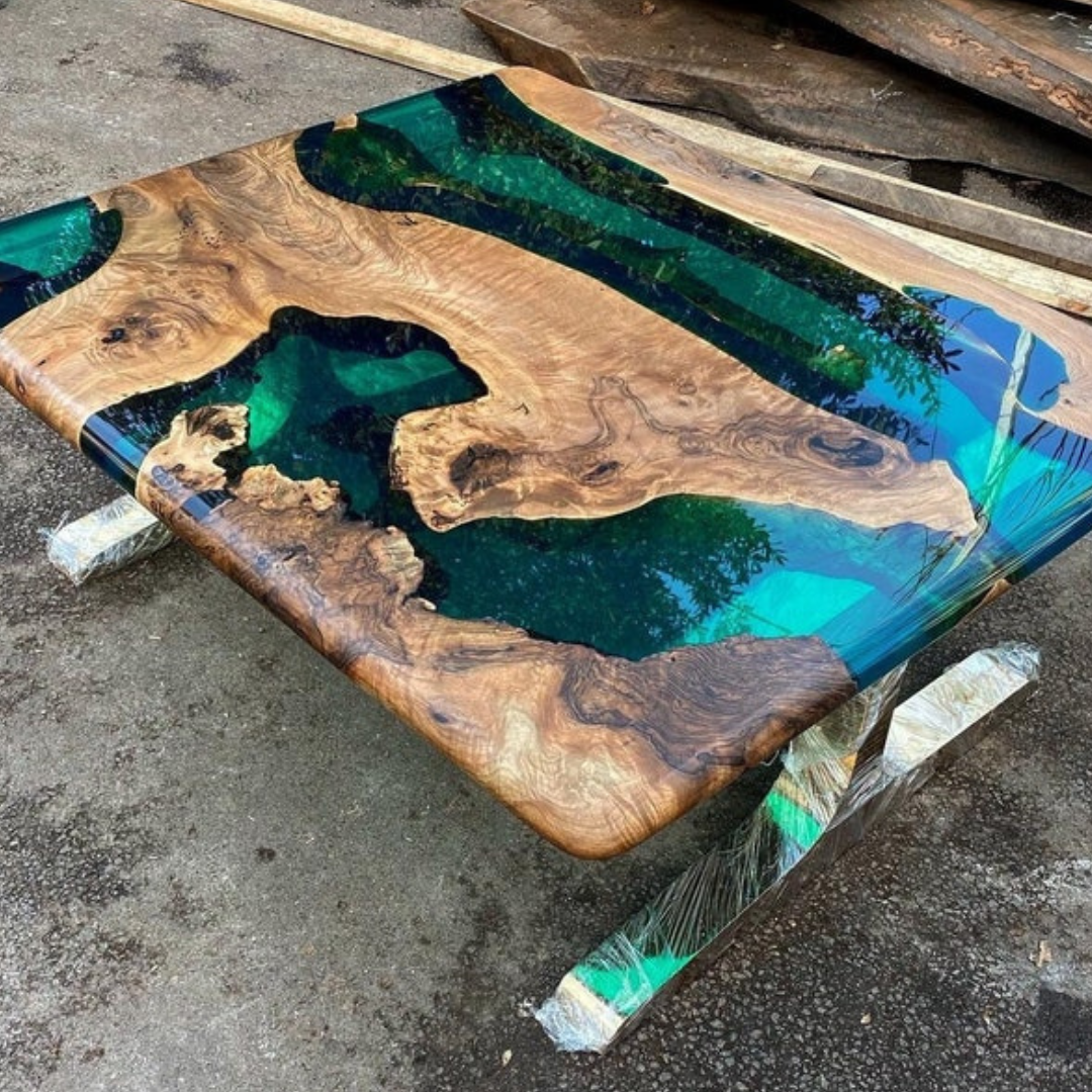 Emerald Green Epoxy Dining Table
