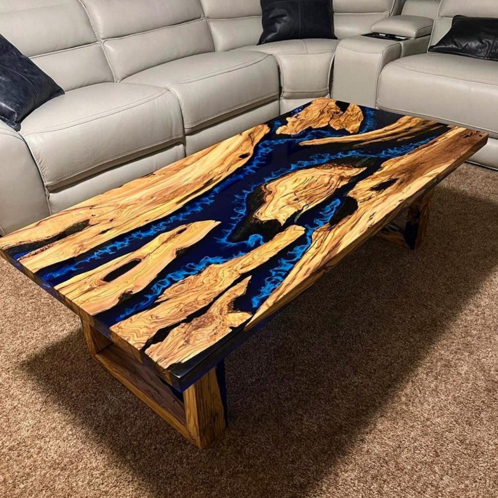 Dark Blue İce Epoxy Dining Table