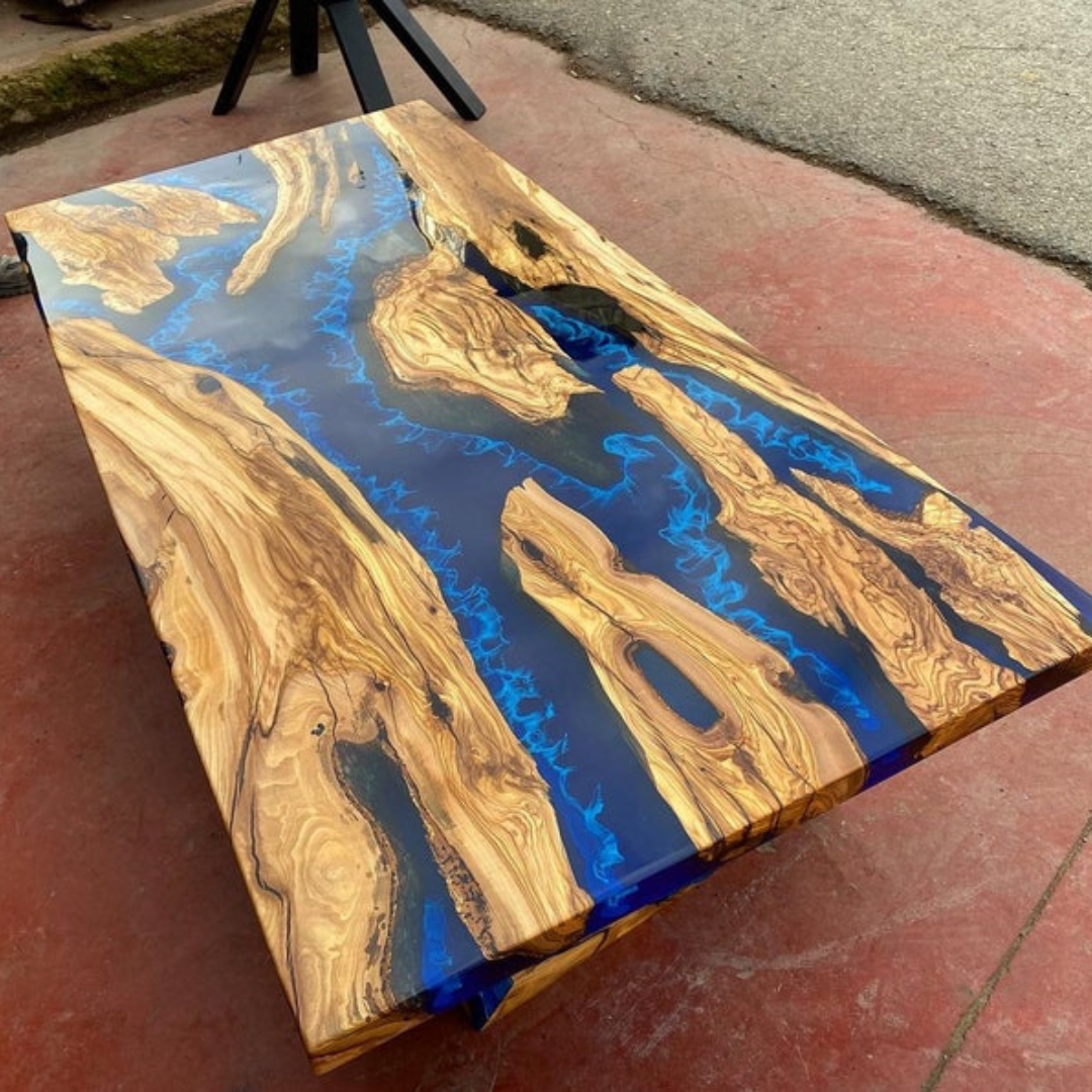 Dark Blue İce Epoxy Dining Table
