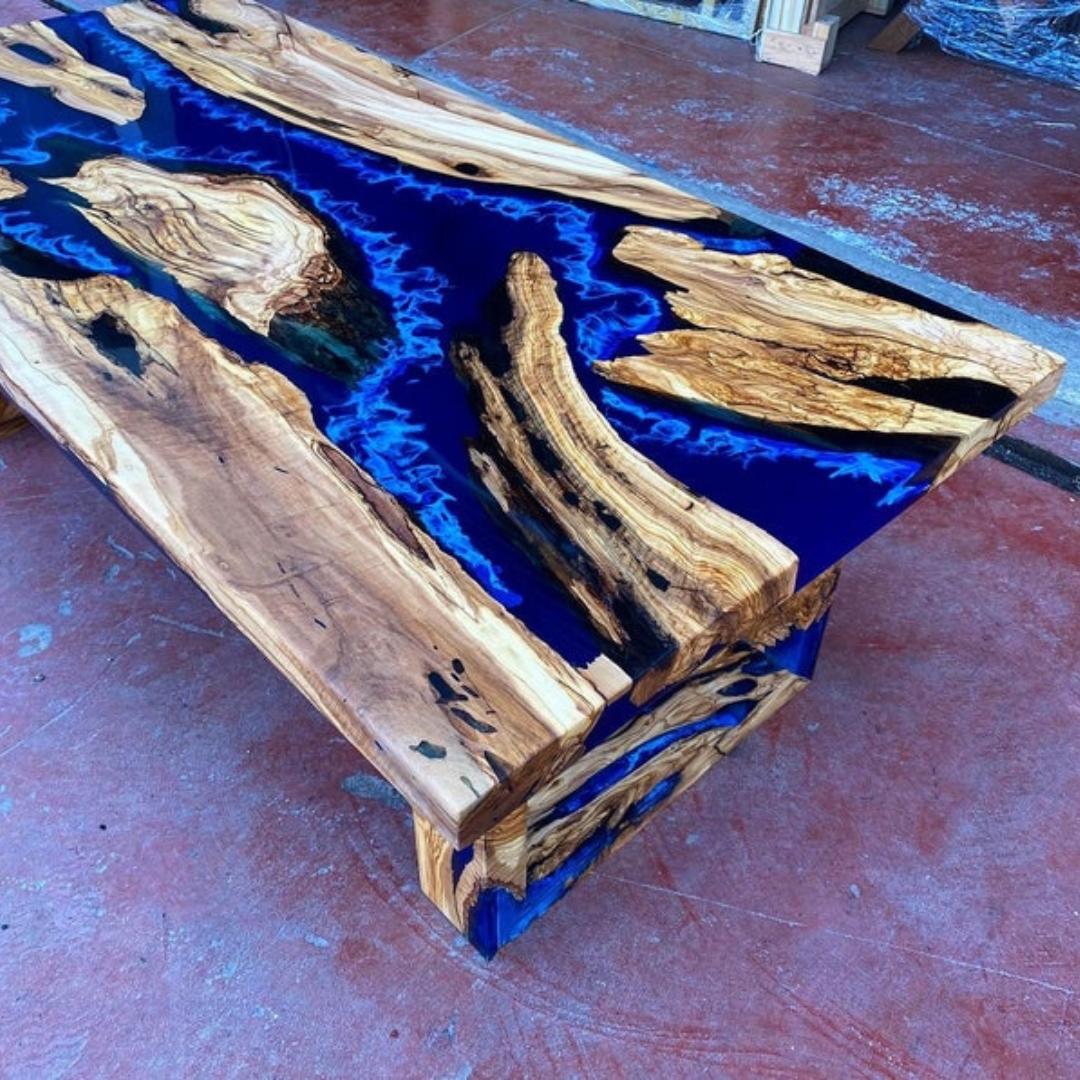 Dark Blue İce Epoxy Dining Table