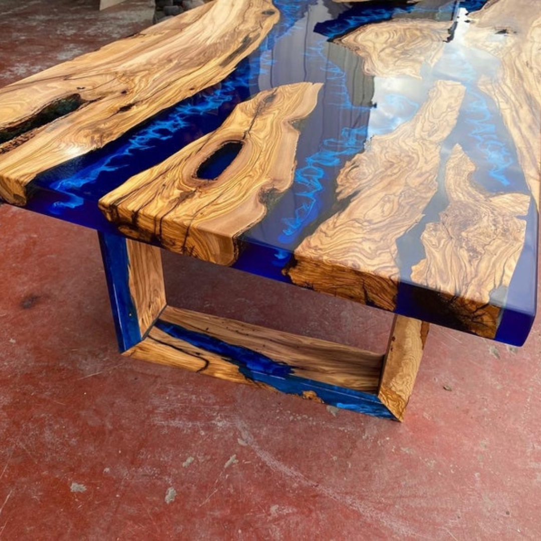 Dark Blue İce Epoxy Dining Table