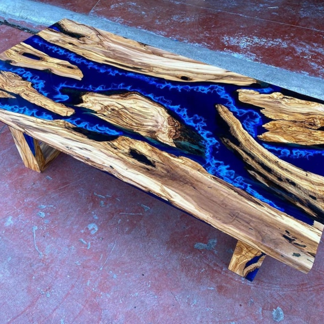 Dark Blue İce Epoxy Dining Table