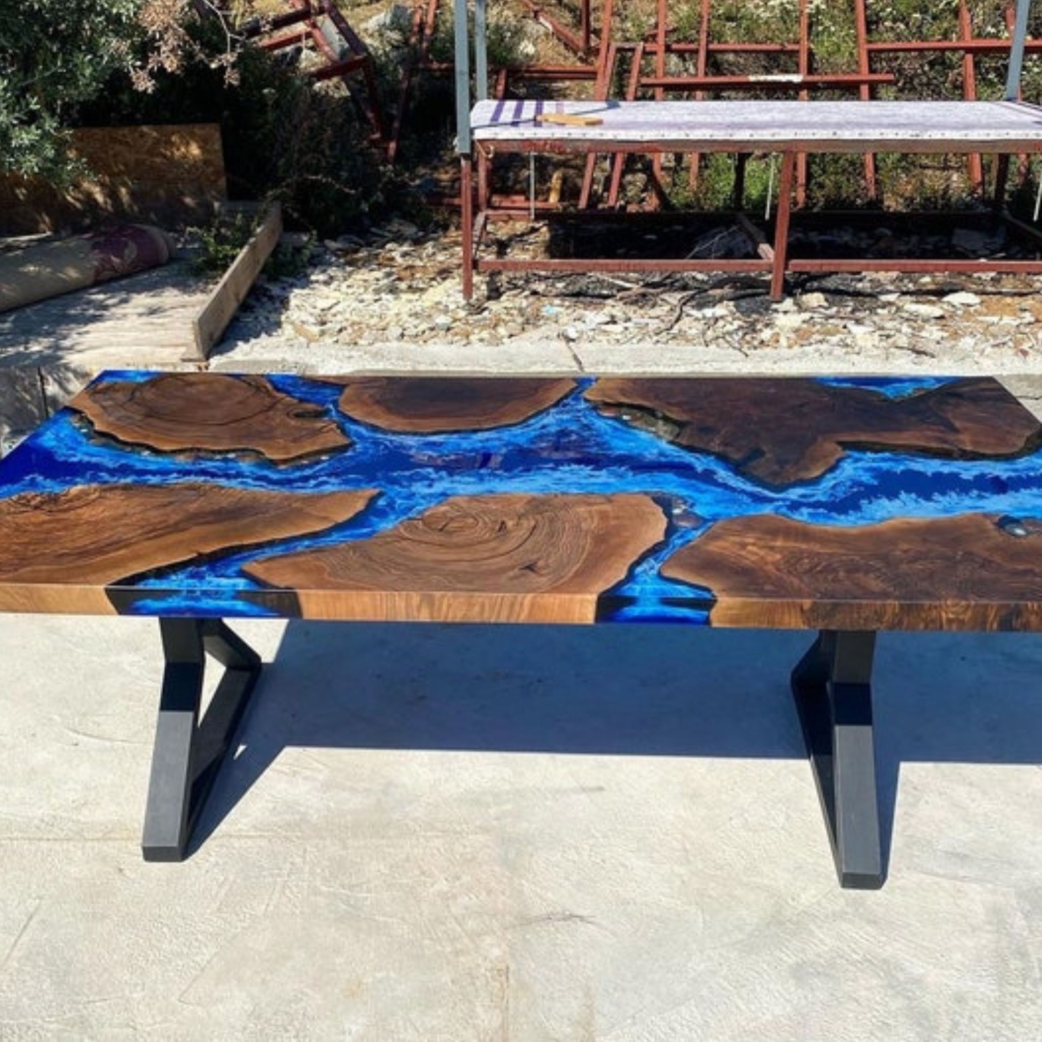Dark Walnut Wood Ocean Table