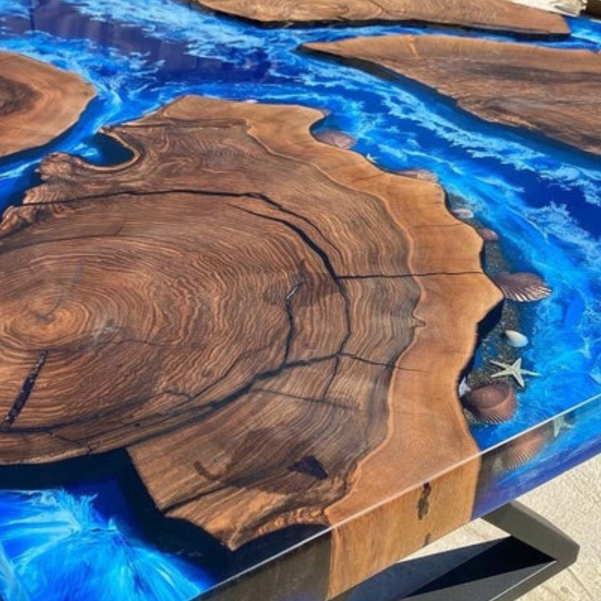Dark Walnut Wood Ocean Table