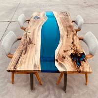 Walnut Blue Transparent Epoxy Table thumbnail