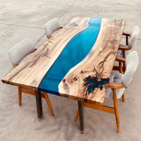 Walnut Blue Transparent Epoxy Table thumbnail