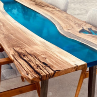 Walnut Blue Transparent Epoxy Table thumbnail