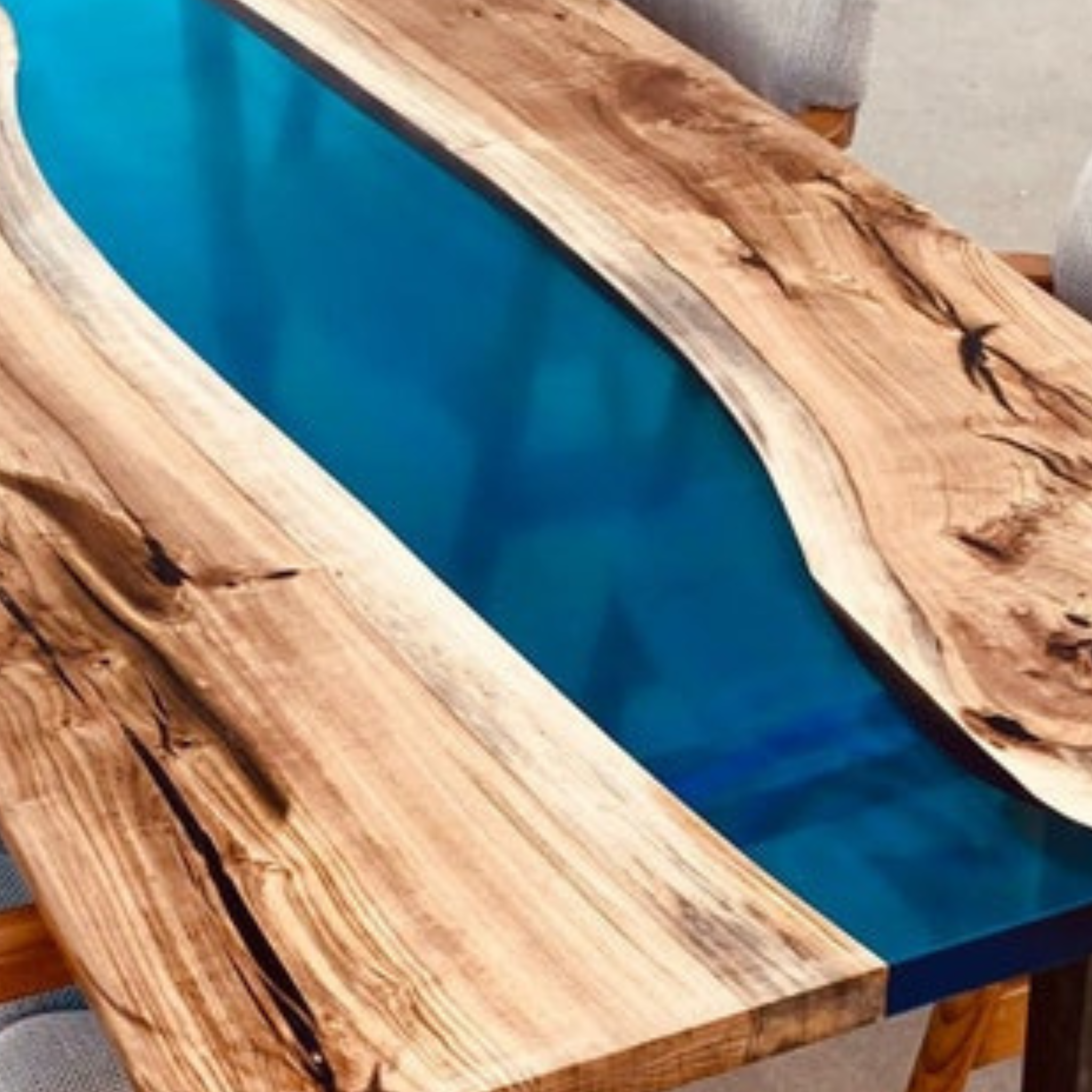 Walnut Blue Transparent Epoxy Table