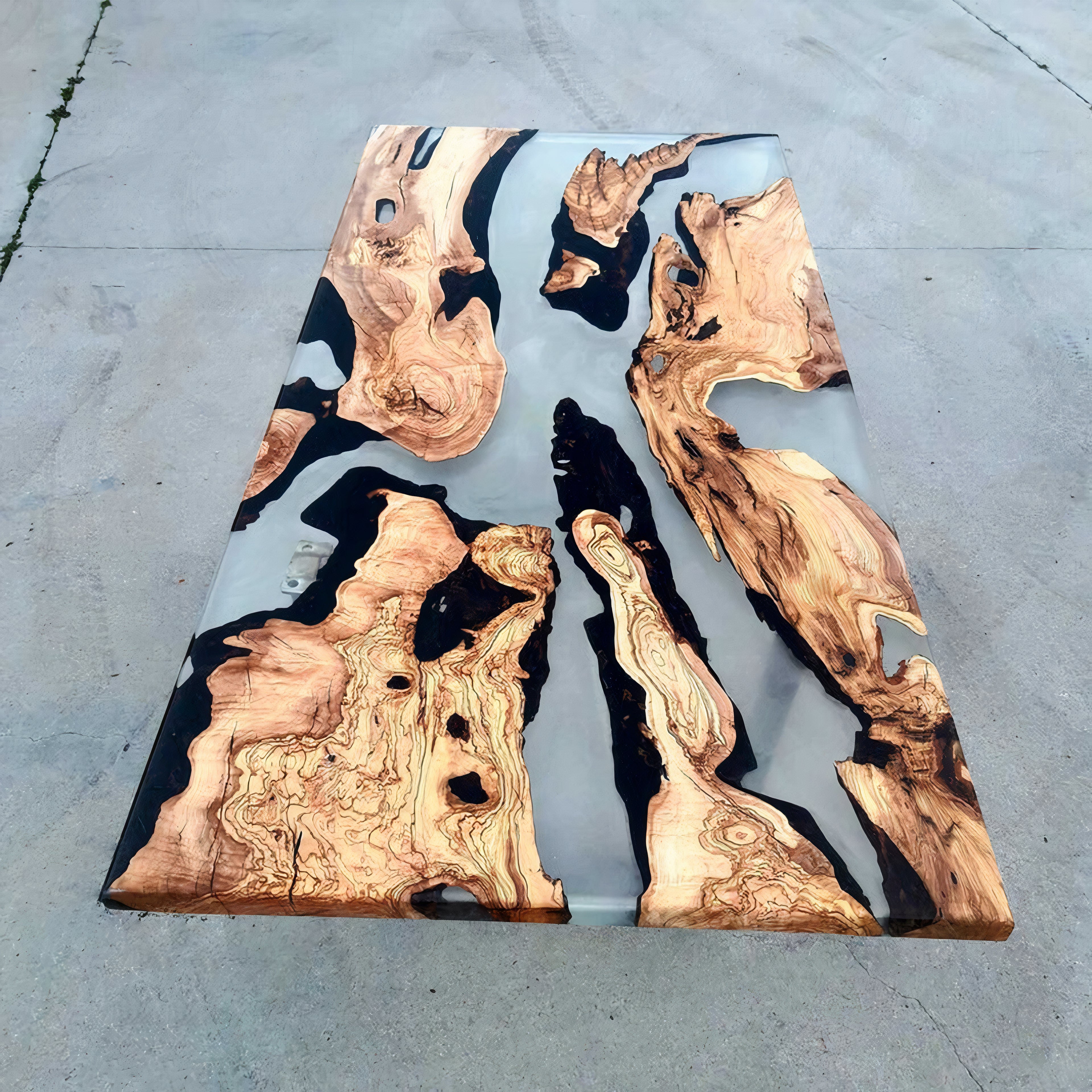 Epoxy Olive Transparent Dinning Table