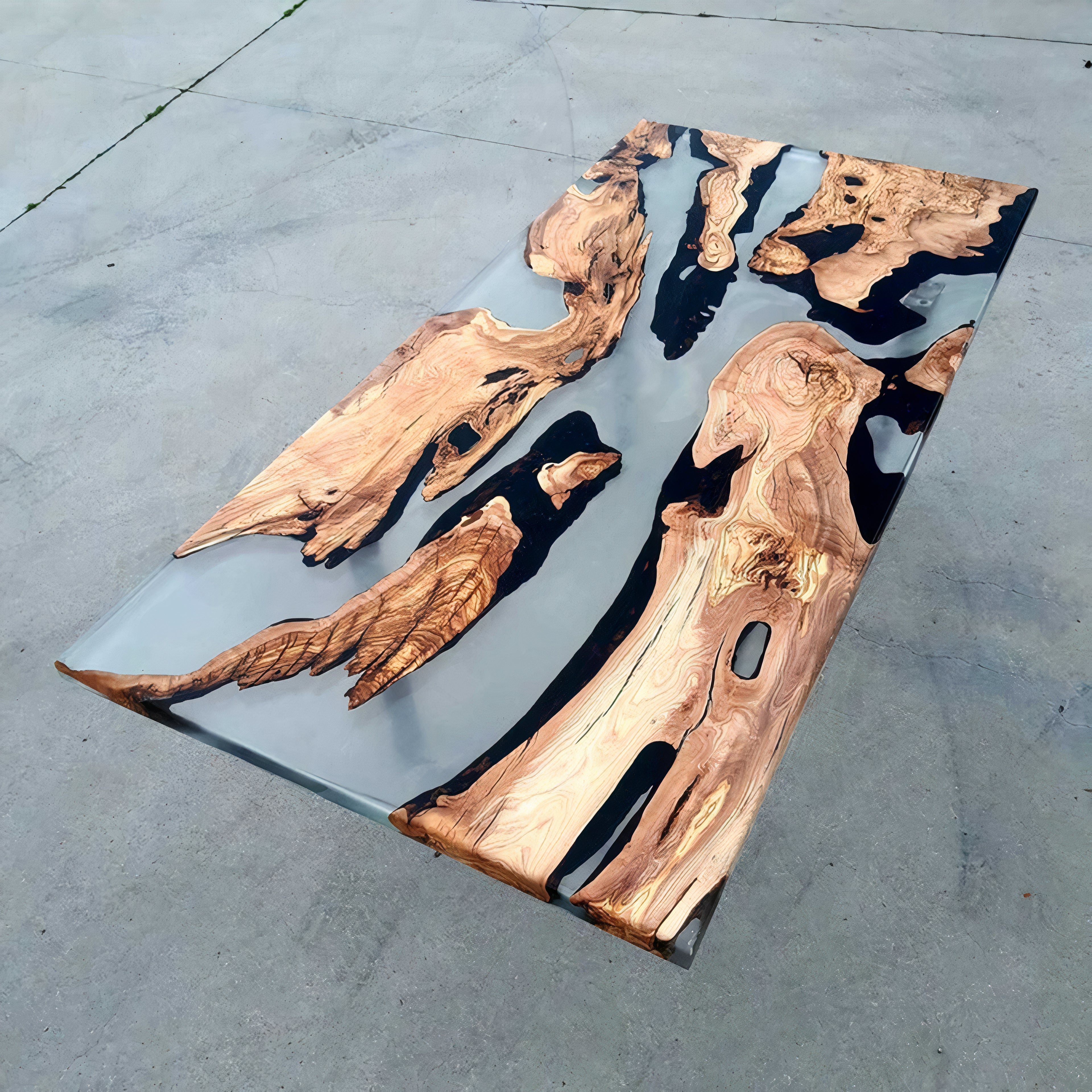 Epoxy Olive Transparent Dinning Table