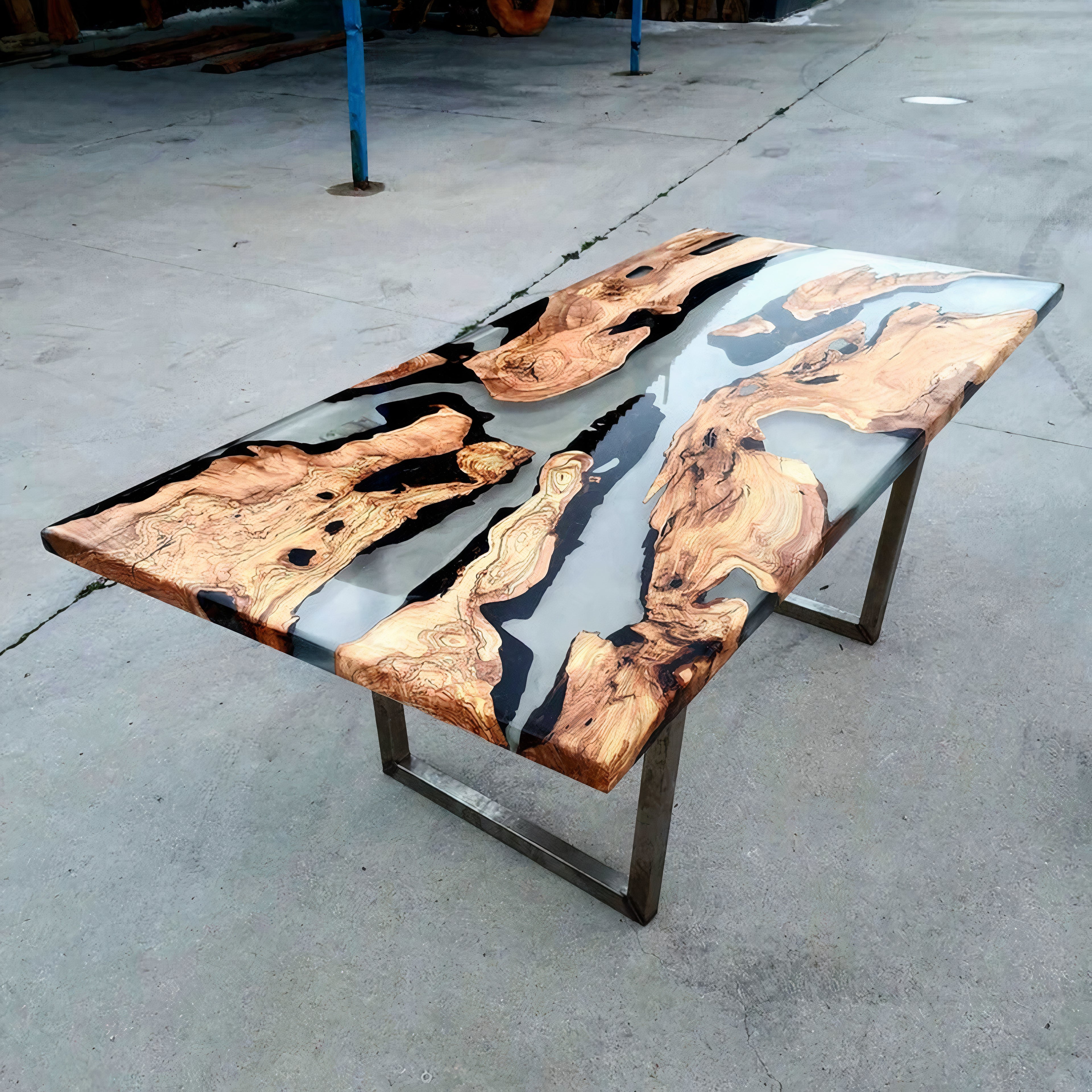 Epoxy Olive Transparent Dinning Table