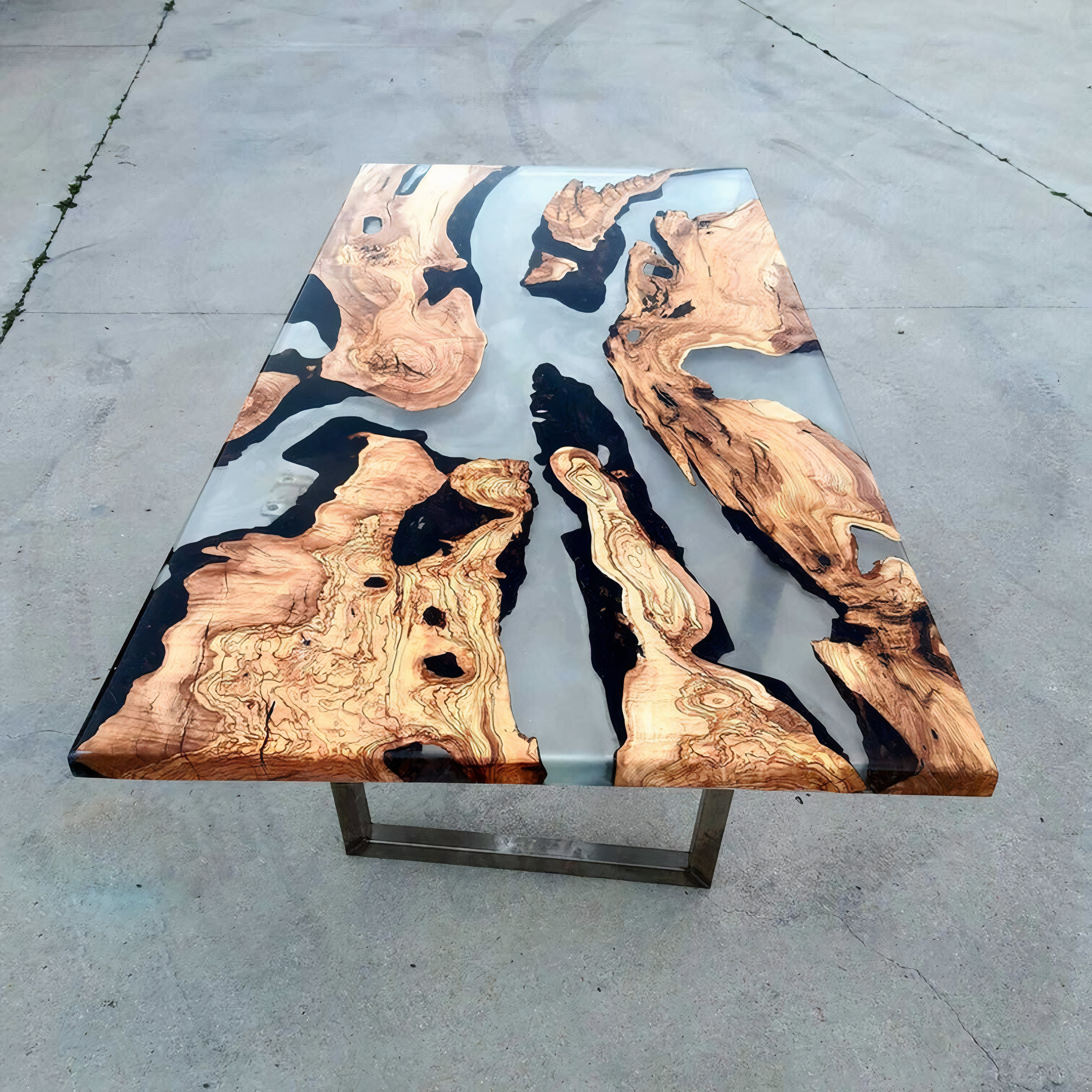 Epoxy Olive Transparent Dinning Table