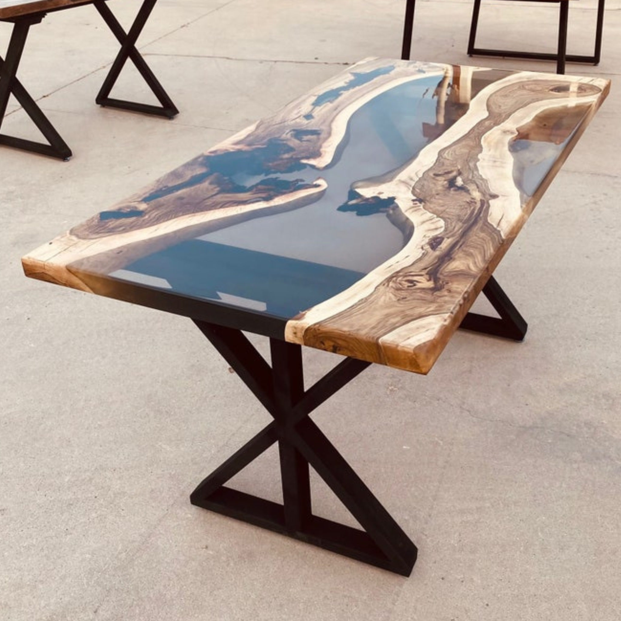 Hackberry Tree Glossy Black Epoxy Table
