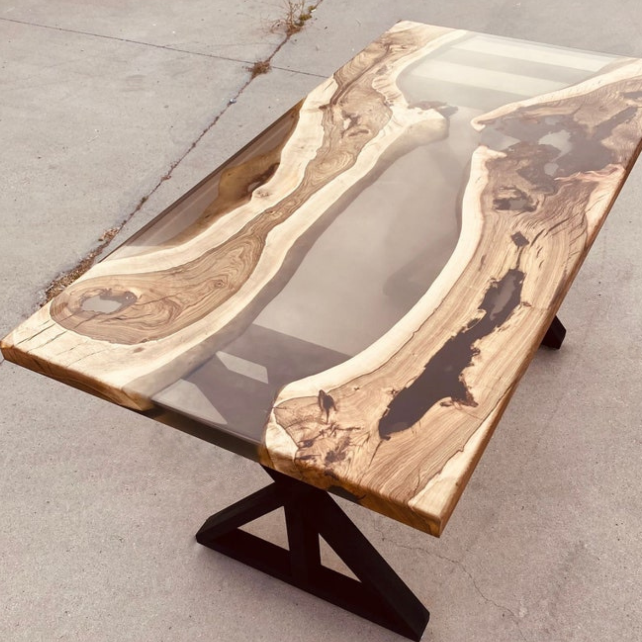 Hackberry Tree Glossy Black Epoxy Table