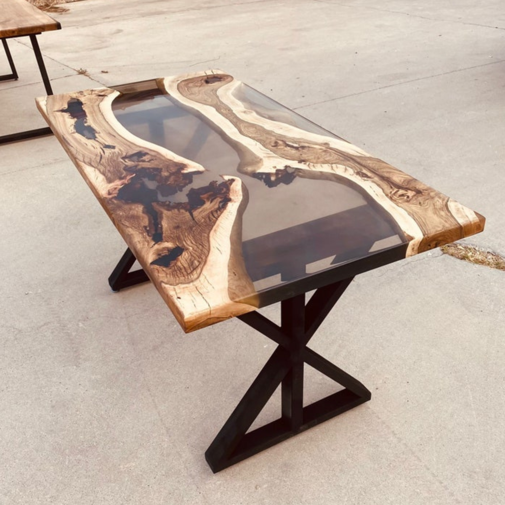 Hackberry Tree Glossy Black Epoxy Table