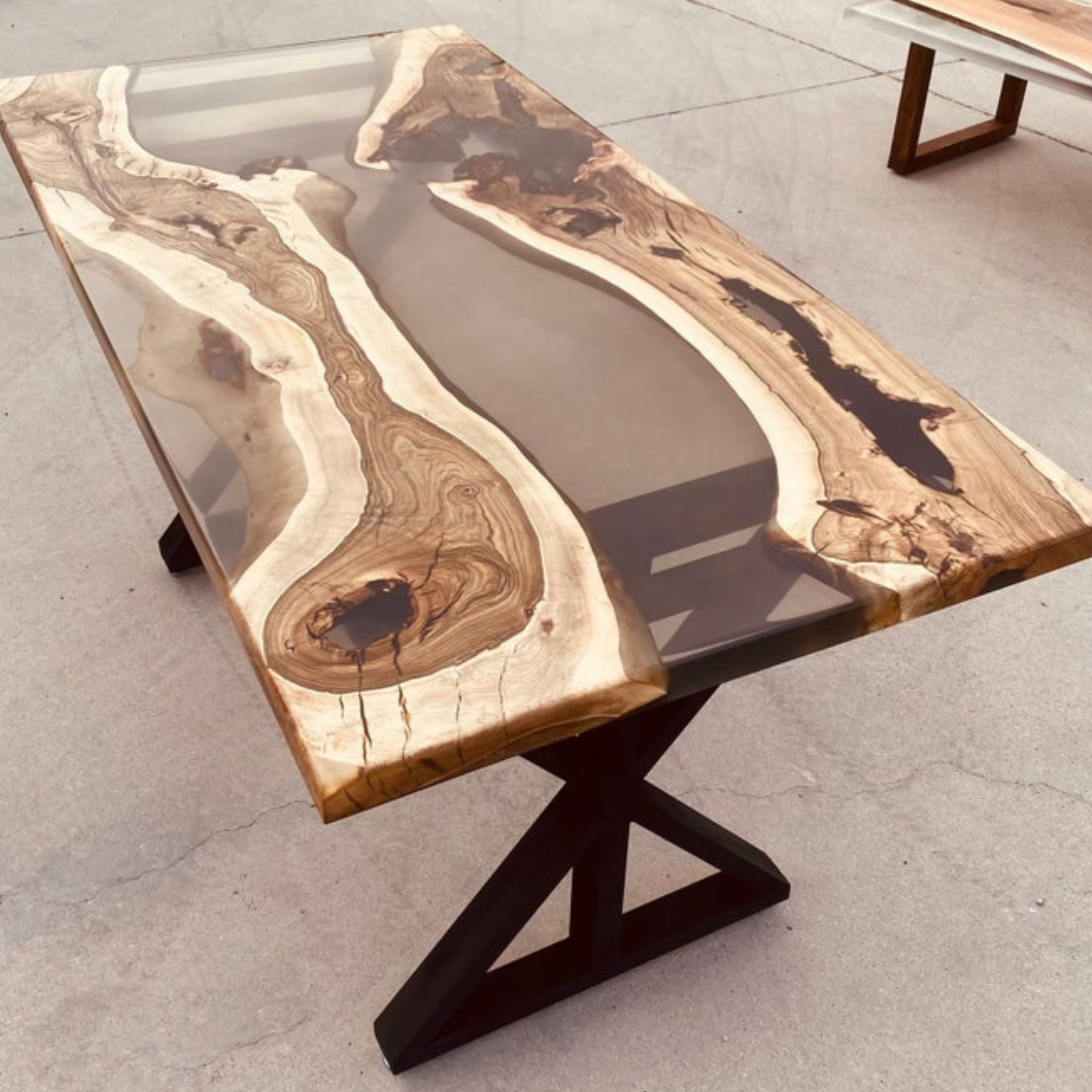 Hackberry Tree Glossy Black Epoxy Table