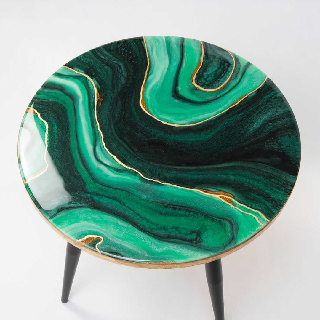 Malachite green coffee table