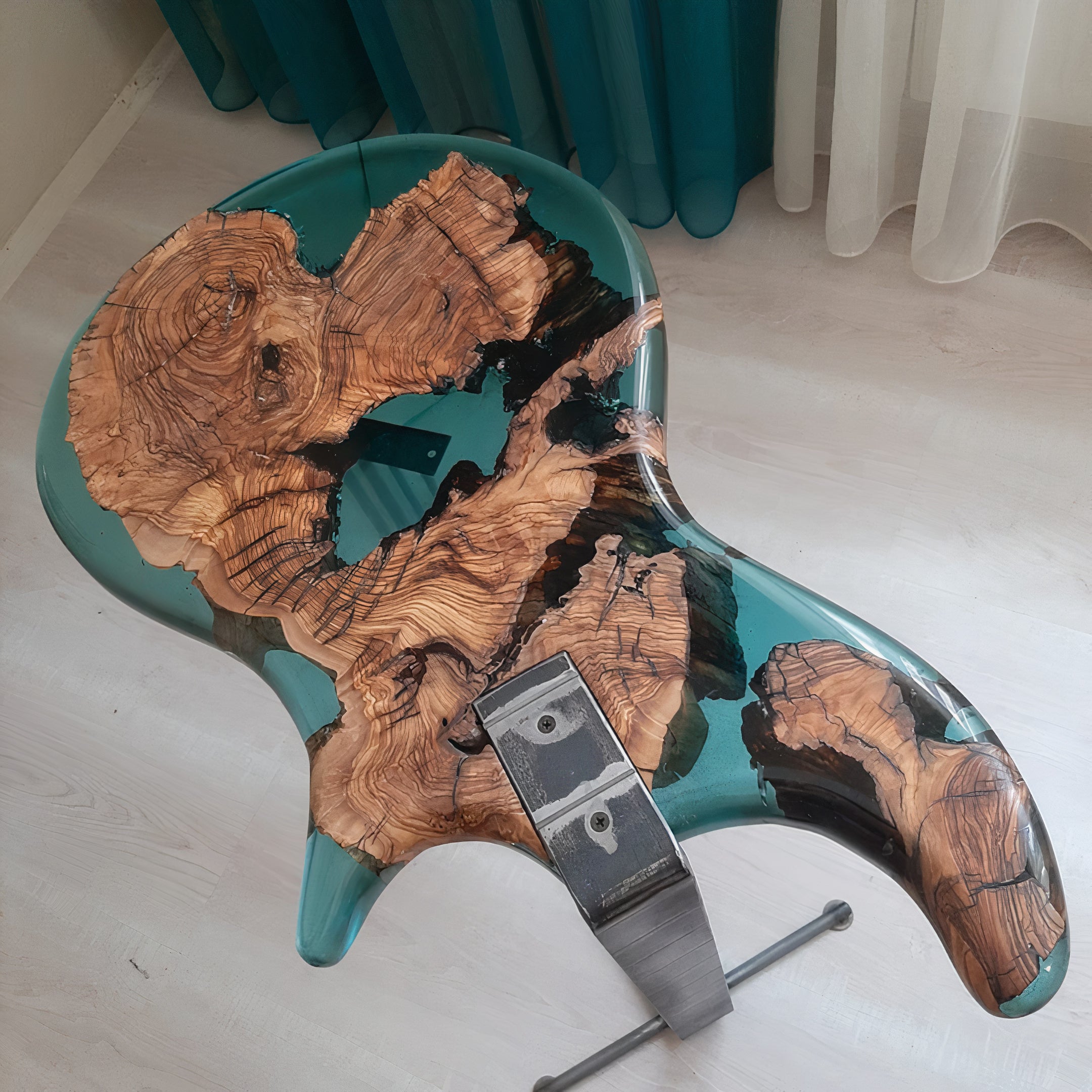 Resin Live Edge Rustic Guitar coffee table