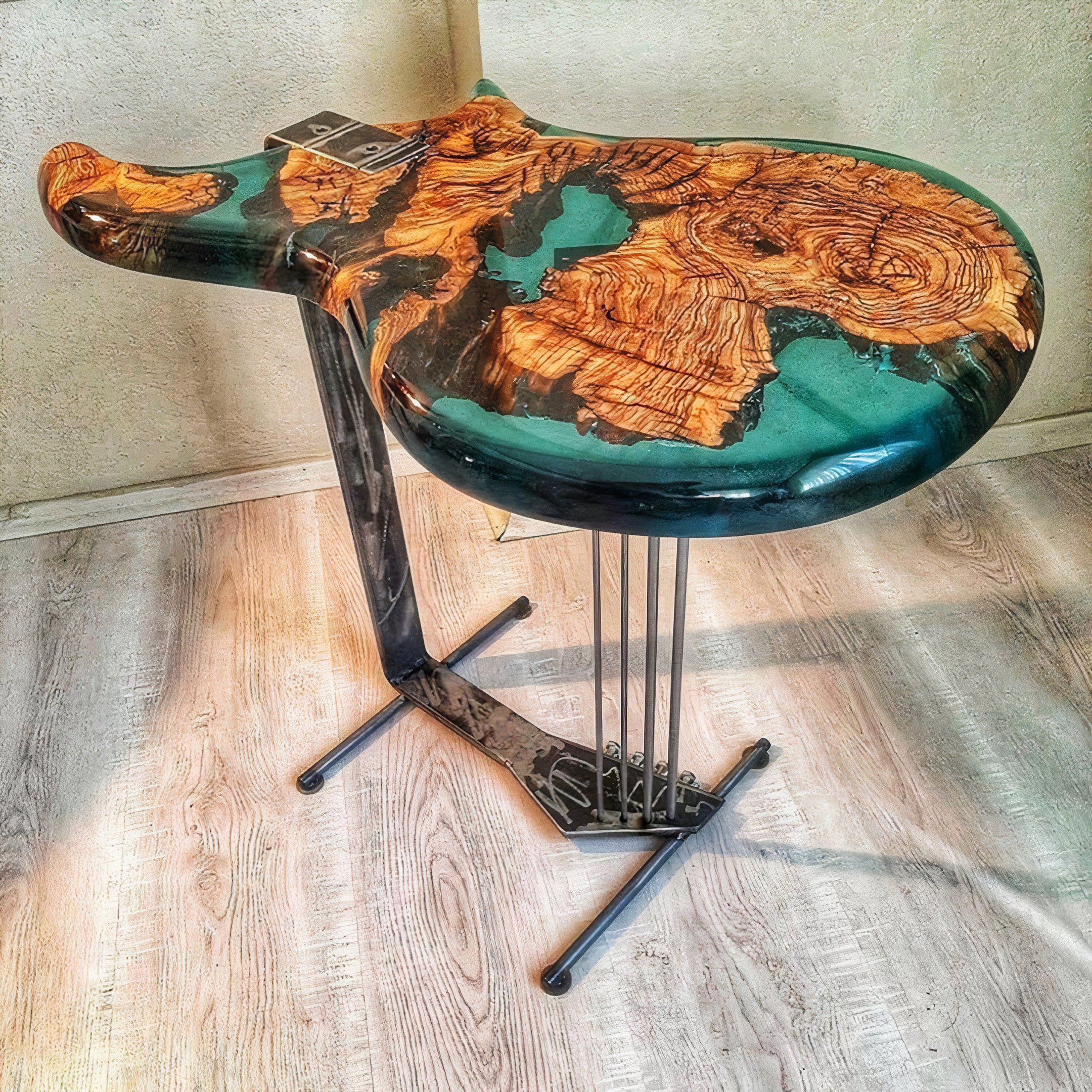 Resin Live Edge Rustic Guitar coffee table