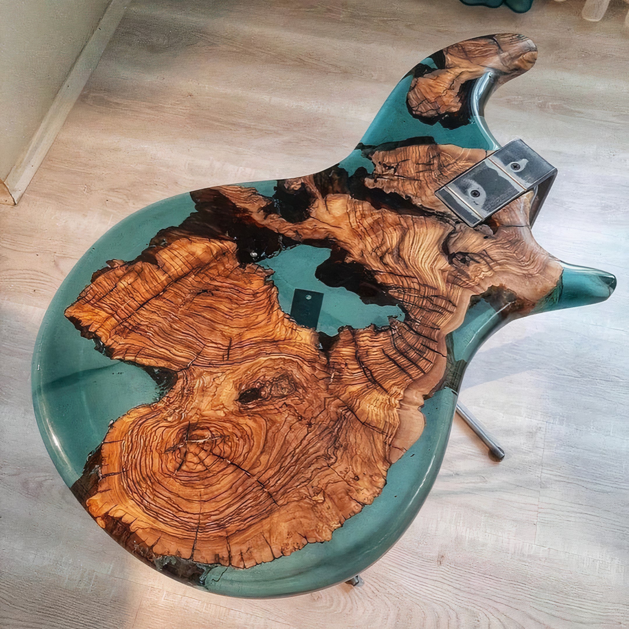 Resin Live Edge Rustic Guitar coffee table