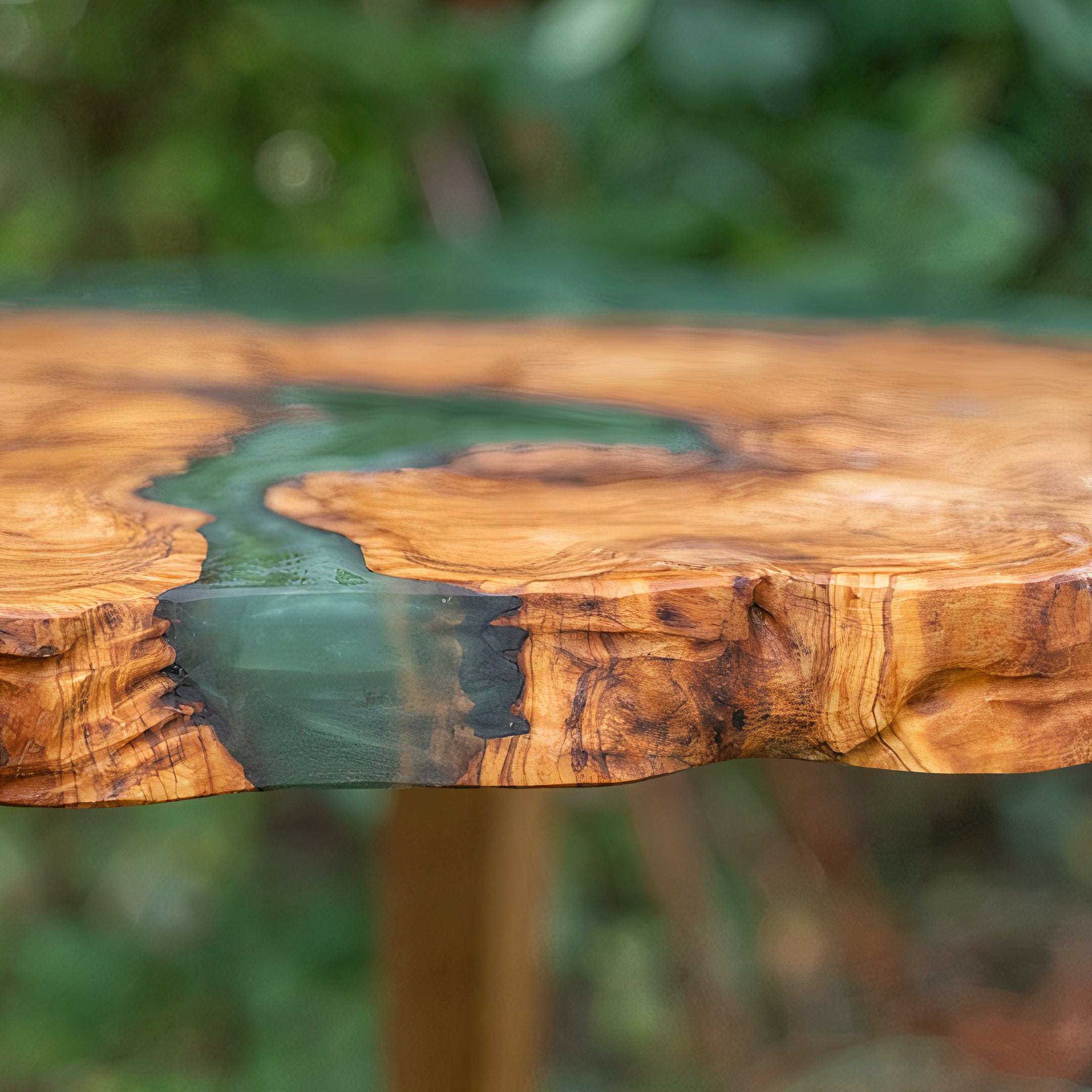 Green Epoxy Olive Wood Coffee Table