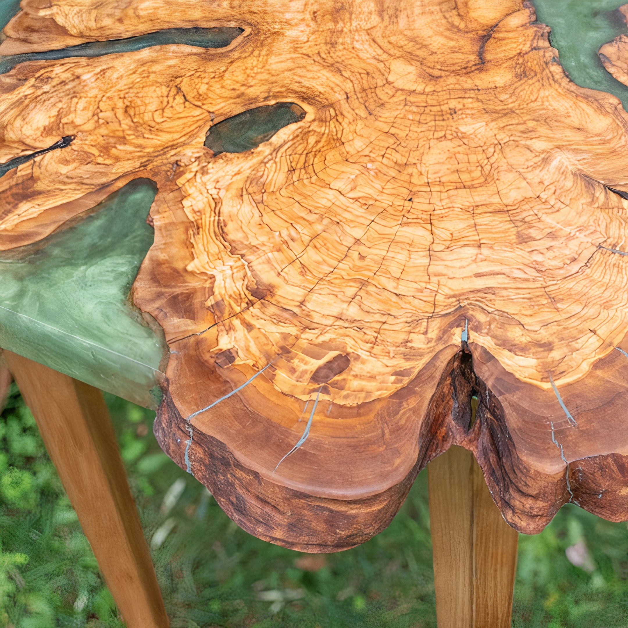 Green Epoxy Olive Wood Coffee Table