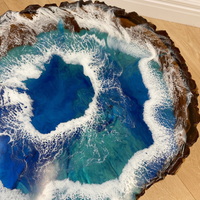 Epoxy Ocean Wave Wooden Side Table thumbnail