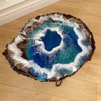 Epoxy Ocean Wave Wooden Side Table thumbnail