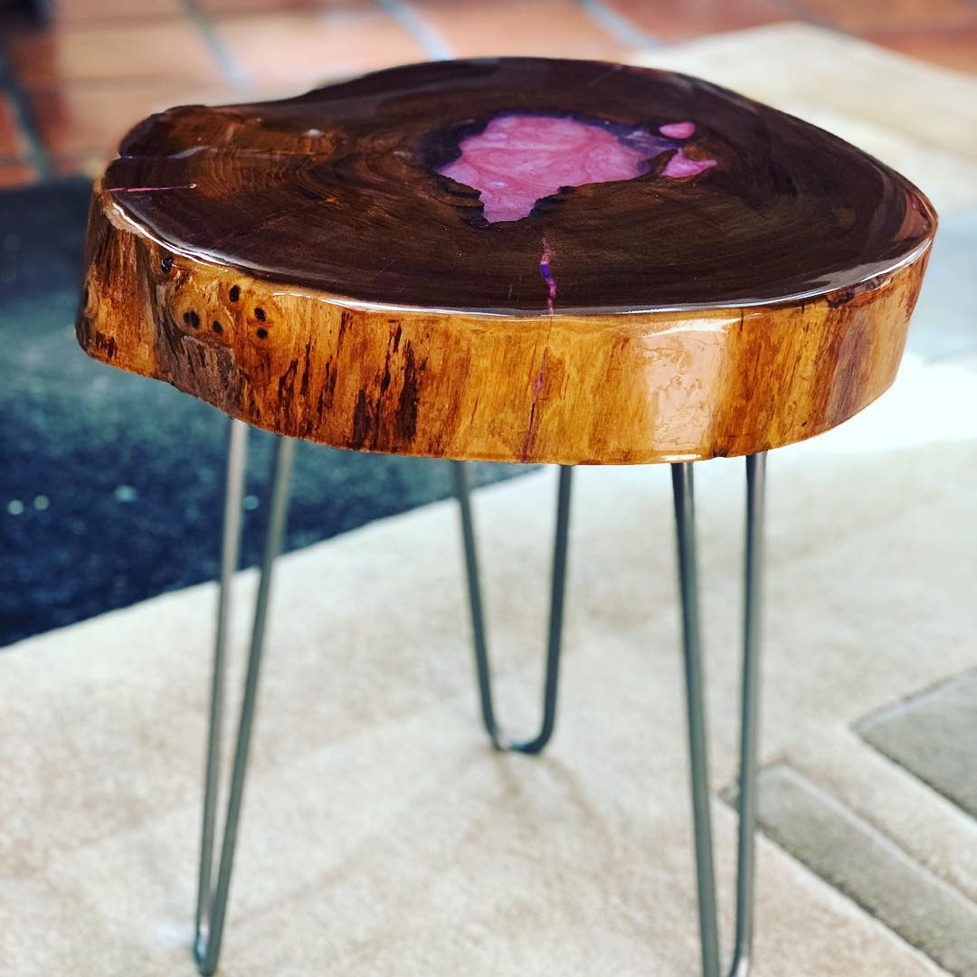 Amethyst Glow Live Edge Side Table